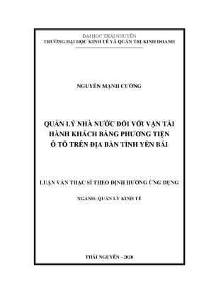 Luận văn quản lý kinh tế quản lý nhà nước đối với vận tải hành khách bằng phương tiện ô tô trên địa bàn tỉnh yên bái