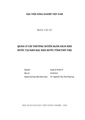 Quản lý chi thường xuyên ngân sách nhà nước tại kho bạc nhà nước tỉnh phú thọ