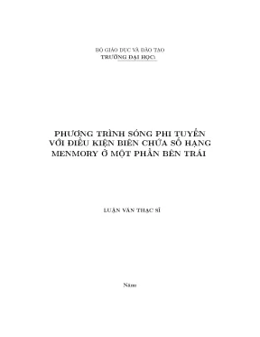 Phương trình sóng phi tuyến với điều kiện biên chứa số hạng menmory ở một phần bên trái