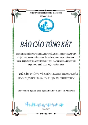 Đề tàiphòng vệ chính đáng trong luậthình sự việt nam lý luận và thực tiễn