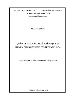 Quản lý ngân sách xã trên địa bàn huyện quảng xƣơng tỉnh thanh hóa