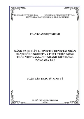 Luận văn nâng cao chất lượng tín dụng tại ngân hàng nông nghiệp và phát triển nông thôn việt nam chi nhánh diên hồng đông gia lai