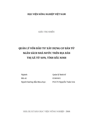 Luận văn quản lý vốn đầu tư xây dựng cơ bản từ ngân sách nhà nước trên địa bàn thị xã từ sơn tỉnh bắc ninh