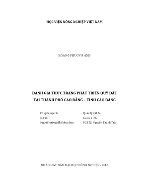 Luận văn đánh giá thực trạng phát triển quỹ đất tại thành phố cao bằng tỉnh cao bằng