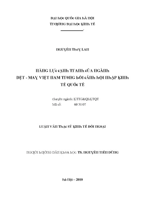 Luận văn năng lực cạnh tranh của ngành dệt may việt nam trong bối cảnh hội nhập kinh tế quốc tế