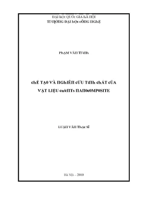 Luận văn chế tạo và nghiên cứu tính chất của vật liệu cu cnts nanocomposite