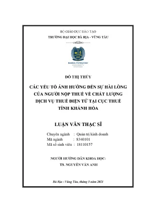 Luận văn các yếu tố ảnh hưởng đến sự hài lòng của người nộp thuế về chất lượng dịch vụ thuế điện tử tại chi cục thuế tỉnh khánh hoà