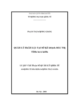 Luận văn quản lý nhân lực tại sở kế hoạch và đầu tư tỉnh hòa bình