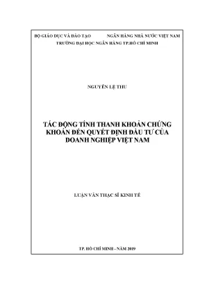 Luận văn tác động tính thanh khoản chứng khoán đến quyết định đầu tư của doanh nghiệp việt nam