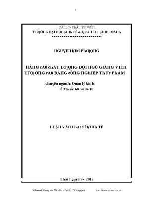 Luận văn nâng cao chất lượng đội ngũ giảng viên trường cao đẳng công nghiệp thực phẩm