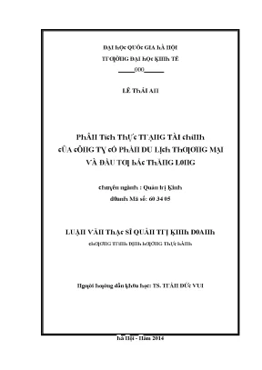 Luận văn phân tích thực trạng tài chính của công ty cổ phần du lịch thương mại và đầu tư bắc thăng long