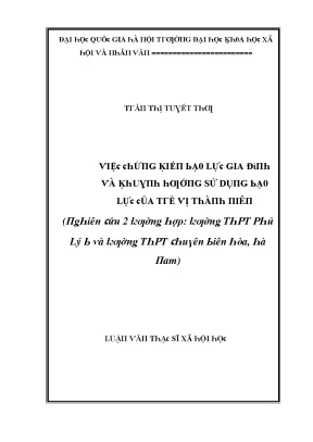 Luận văn thạc sĩ việc chứng kiến bạo lực gia đình và khuynh hướng sử dụng bạo lực của trẻ vị thành niên nghiên cứu 2 trường hợp