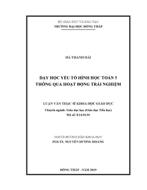 Luận văn dạy học yếu tố hình học toán 5 thông qua hoạt động trải nghiệm