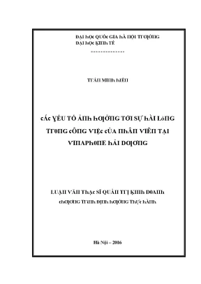 Luận văn các yếu tố ảnh hưởng đến sự hài lòng trong công việc của nhân viên tại vinaphone hải dương
