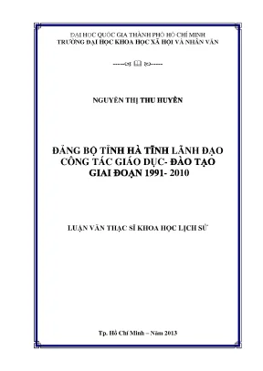 Đảng bộ tỉnh hà tĩnh lãnh đạo công tác giáo dục đào tạo giai đoạn 1991 2010