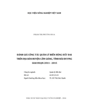 Luận văn đánh giá công tác quản lý biến động đất đai trên địa bàn huyện cẩm giàng tỉnh hải dương giai đoạn 2011 2015