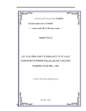 Luận văn thạc sĩ cấu trúc tinh thể và tính chất từ của hạt nano pherit spinen niy0 1fe1 9o4 chế tạo bằng phương pháp sol gel vnu lvts004
