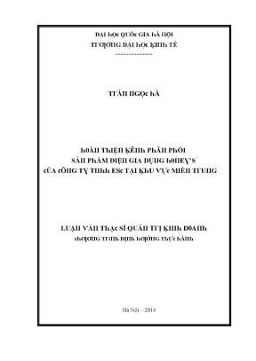 Luận văn hoàn thiện kênh phân phối sản phẩm điện gia dụng honeys của công ty tnhh esc tại khu vực miền trung