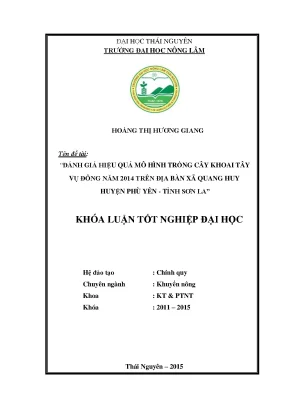 Luận văn đánh giá hiệu quả mô hình trồng cây khoai tây vụ đông năm 2014 trên địa bàn xã quang huy huyện phù yên tỉnh sơn la