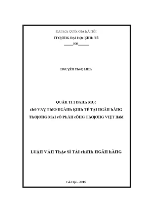Luận văn quản trị danh mục cho vay theo ngành kinh tế tại ngân hàng thương mại cổ phần công thương việt nam