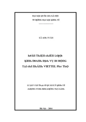 Luận văn hoàn thiện chiến lược kinh doanh dịch vụ di động tại chi nhánh viettel phú thọ