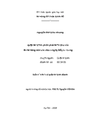 Luận văn quản trị kênh phân phối trên khu vực thị trường miền bắc của công ty giấy bãi bằng