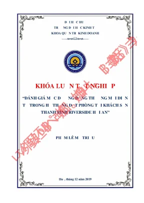 Luận văn đánh giá mức độ ứng dụng thương mại điện tử trong hệ thống đặt phòng tại khách sạn thanh bình riverside