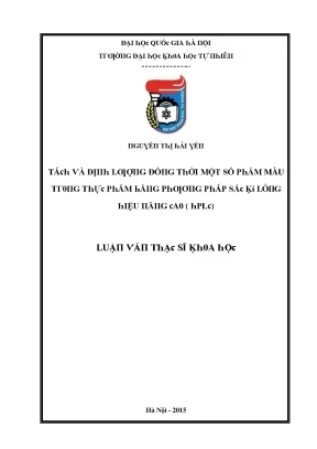 Luận văn thạc sĩ tách và định lượng đồng thời một số phẩm màu trong thực phẩm bằng phương pháp sắc kí lỏng hiệu năng cao hplc vnu lvts08w
