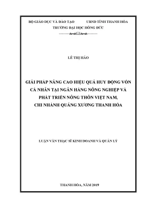 Giải pháp nâng cao hiệu quả huy động vốn cá nhân tại ngân hàng nông nghiệp và phát triển nông thôn việt nam chi nhánh quảng xương thanh hóa