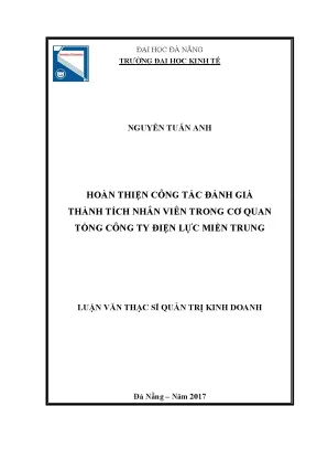 Luận văn hoàn thiện công tác đánh giá thành tích nhân viên trong cơ quan tổng công ty điện lực miền trung
