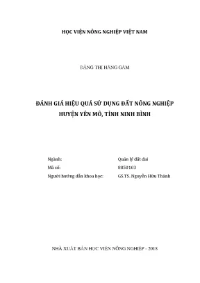 Luận văn đánh giá hiệu quả sử dụng đất nông nghiệp huyện yên mô tỉnh ninh bình