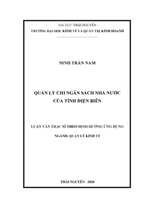 Luận văn quản lý kinh tế quản lý chi ngân sách nhà nước của tỉnh điện biên