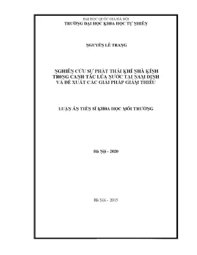 Luận văn thạc sĩ nghiên cứu sự phát thải khí nhà kính trong canh tác lúa nước tại nam định và đề xuất các giải pháp giảm thiểu