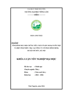 Luận văn tình hình mắc hội chứng tiêu chảy ở lợn ngoại nuôi thịt và biện pháp điều trị tại công ty cổ phần bình minh huyện mỹ đức hà nội