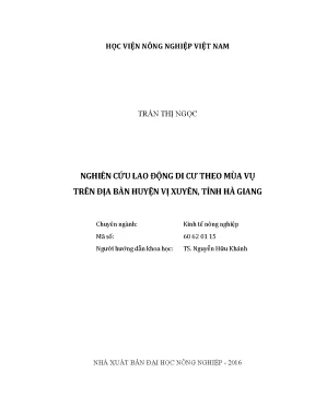 Luận văn nghiên cứu lao động di cư theo mùa vụ trên địa bàn huyện vị xuyên tỉnh hà giang