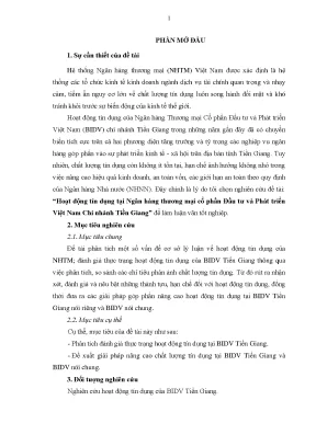 Luận văn hoạt động tín dụng tại ngân hàng thương mại cổ phần đầu tư và phát triển việt nam chi nhánh tiền giang