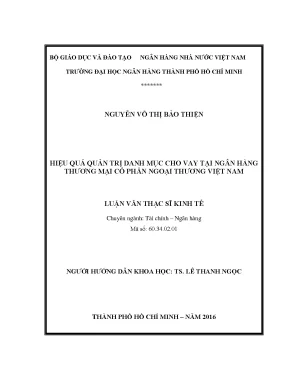 Luận văn hiệu quả quản trị danh mục cho vay tại ngân hàng thương mại cổ phần ngoại thương việt nam