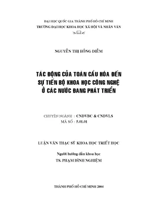 Tác động của toàn cầu hóa đến sự tiến bộ khoa học công nghệ ở các nước đang phát triển