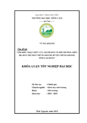Luận văn tìm hiểu nhận thức của người dân về môi trường trên địa bàn thị trấn trùng khánh huyện trùng khánh tỉnh cao bằng