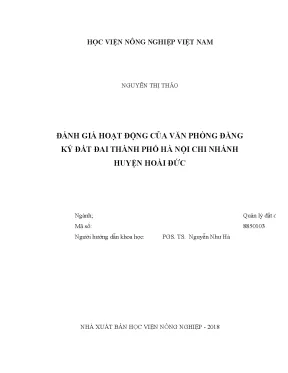 Luận văn đánh giá hoạt động của văn phòng đăng ký đất đai thành phố hà nội chi nhánh huyện hoài đức