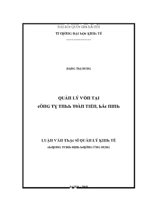 Luận văn quản lý vốn tại công ty tnhh toàn tiến bắc ninh