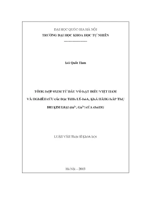 Luận văn thạc sĩ tổng hợp oxim từ dầu vỏ hạt điều việt nam và nghiên cứu các đặc tính lý hóa khả năng hấp thụ ion kim loại cu2 ga3 của chúng vnu lvts08w