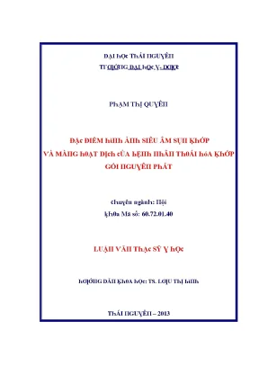 Luận văn đặc điểm hình ảnh siêu âm sụn khớp và màng hoạt dịch của bệnh nhân thoái hóa khớp gối nguyên phát