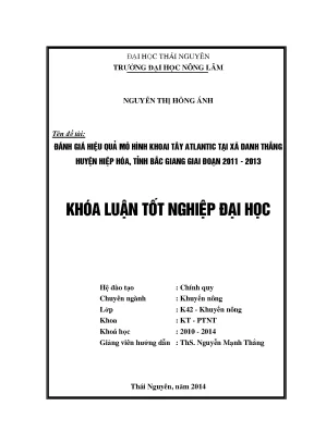 Luận văn đánh giá hiệu quả mô hình khoai tây atlantic tại xã danh thắng huyện hiệp hòa tỉnh bắc giang giai đoạn 2011 2013