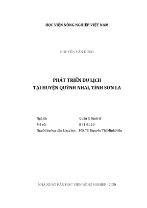 Phát triển du lịch tại huyện quỳnh nhai tỉnh sơn la