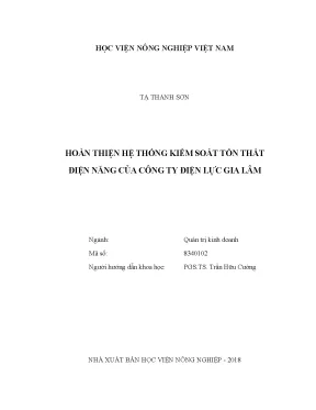 Luận văn hoàn thiện hệ thống kiểm soát tổn thất điện năng của công ty điện lực gia lâm