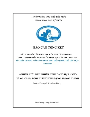 Nghiên cứu điều khiển hình dạng hạt nano vàng nhằm định hƣớng ứng dụng trong y sinh