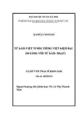 Luận văn thạc sĩ từ hán việt trong tiếng việt hiện đại so sánh với từ hán nhật