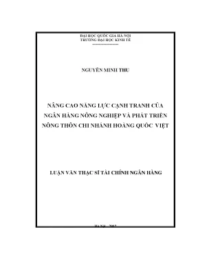 Luận văn nâng cao năng lực cạnh tranh của ngân hàng nông nghiệp và phát triển nông thôn chi nhánh hoàng quốc việt