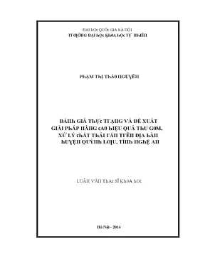 Luận văn thạc sĩ đánh giá thực trạng và đề xuất giải pháp nâng cao hiệu quả thu gom xử lý chất thải rắn trên địa bàn huyện quỳnh lưu tỉnh nghệ an vnu lvts004